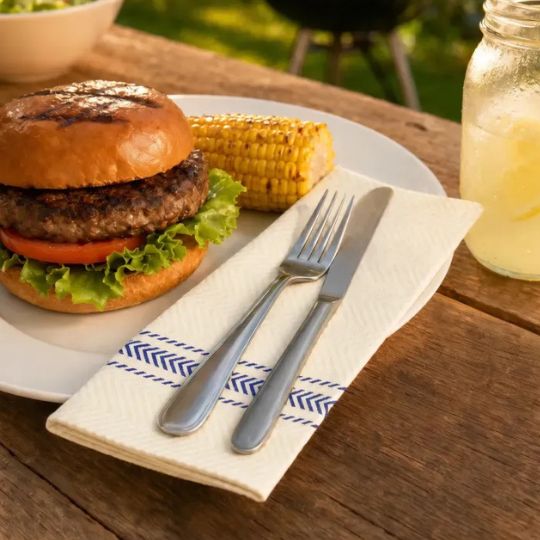 SimuLinen Blue Bistro ClassicPoint napkins - 16x16",  great for any casual occasion.