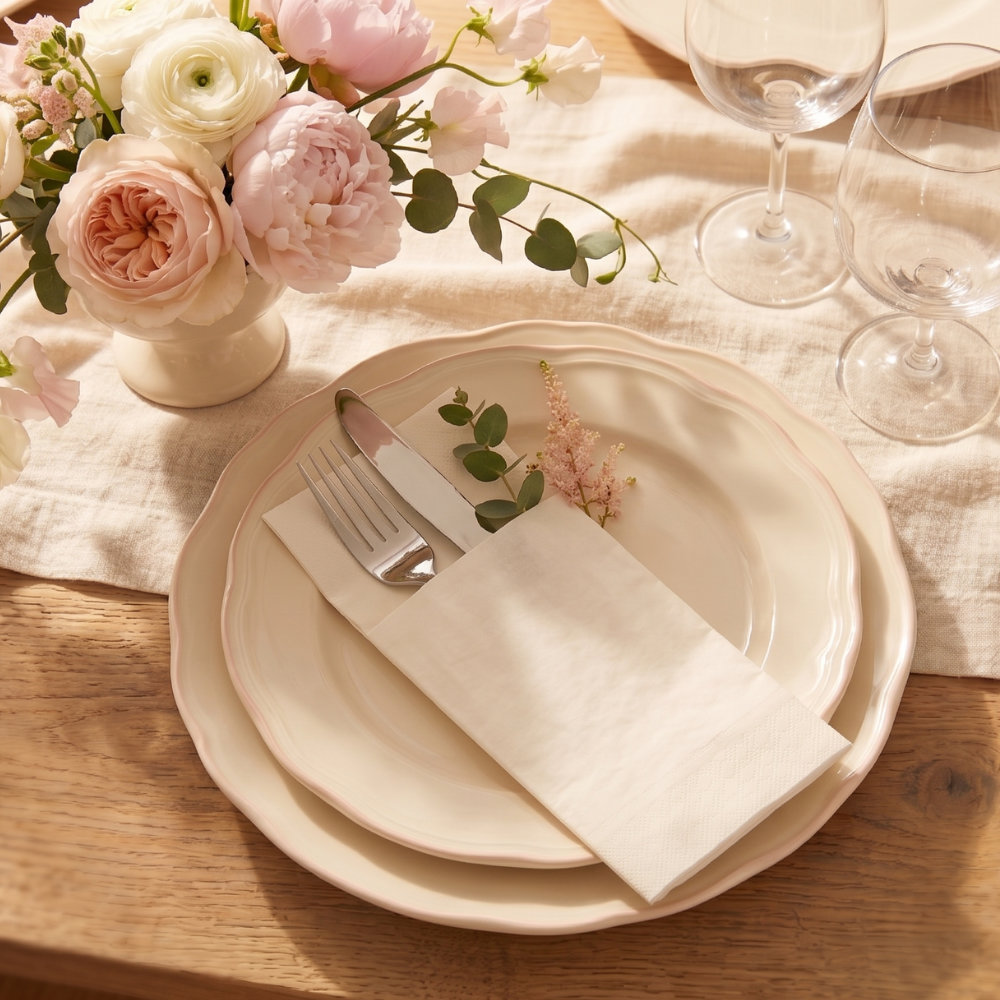 SimuLinen Pocket Napkins - White with discreet pocket 17x17"